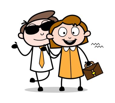 Tatil Zevk - Ofis İşadamı Çalışan Karikatür Vektör I