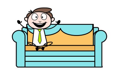 Kanepede Neşelendirme ve Oturma - Ofis İşadamı Employe