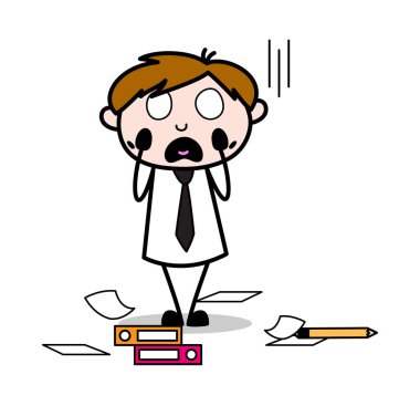 İş Lots Korkuyor - Ofis Satıcısı Çalışan Karikatür Vect