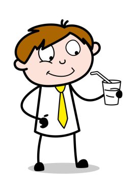 İçme Suyu - Ofis Satıcısı Çalışan Karikatür Vektör Illustr