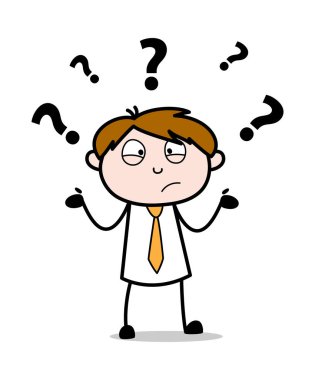 Çok Confused - Ofis Satıcısı Çalışan Karikatür Vektör Illustra