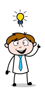 Found a Idea - Ofis Satıcısı Çalışan Karikatür Vektör Illustra