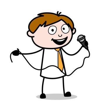 Mikrofon Tutmak ve Şarkı Söylemek - Ofis Satıcısı Çalışan Sepeti