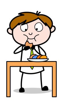 Yeme Çerezler - Ofis Satıcısı Çalışan Karikatür Vektör Illustr