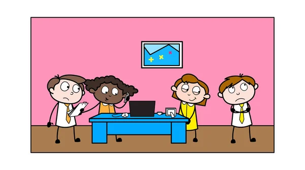Collèges de bureau au bureau - Caricature des employés du vendeur de bureau V — Image vectorielle