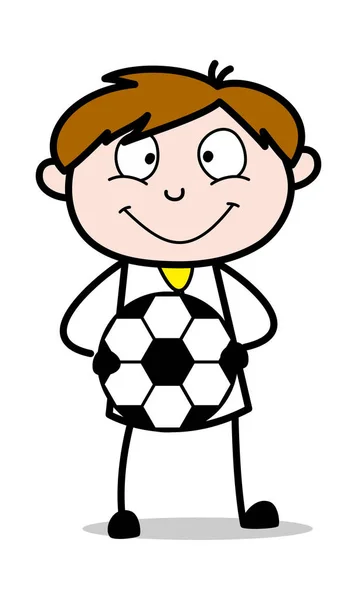 Holding Football-biuro sprzedawca pracownik Cartoon Vector Ill — Wektor stockowy