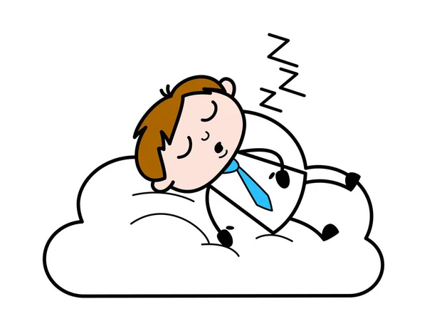 Sleeping - Office Salesman Employee Cartoon Vector Illustration — Stock Vector