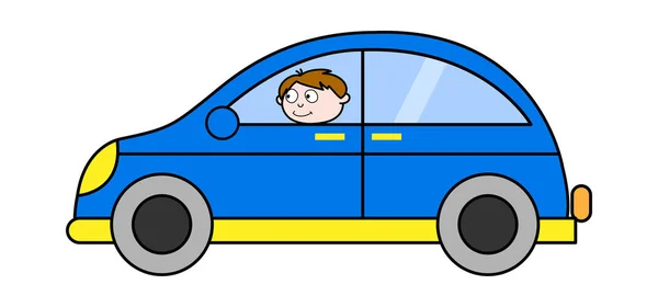Car Driving - Karyawan Salesman Kantor Vector Illustrati Kartun - Stok Vektor