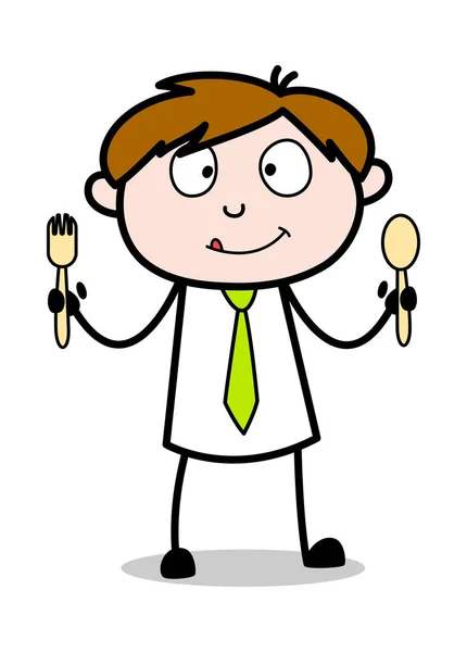 Wyświetlono Spoons-Office Salesman pracownik Cartoon Vector Illustr — Wektor stockowy