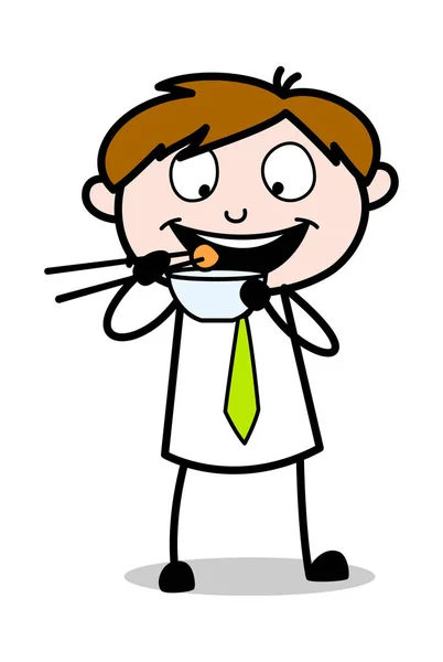 用筷子吃饭 - 办公室销售人员员工卡通 V — 图库矢量图片