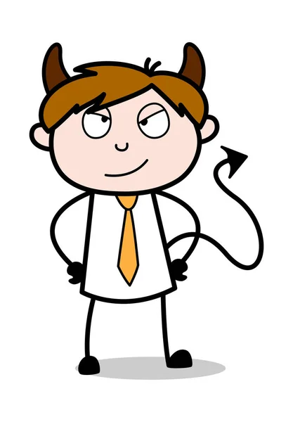 Devil Smile - Office Salesman Employee Cartoon Vector Illustrati — Stock Vector