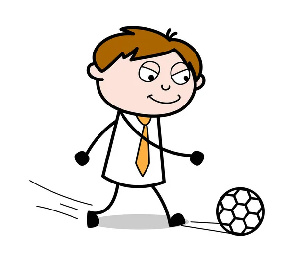 Playing Soccer-irodai ügynök alkalmazott Cartoon Vector Illustr — Stock Vector