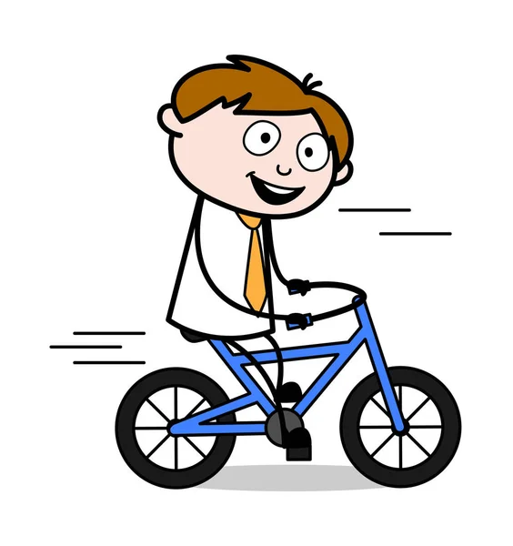 Fahrrad fahren - Bürokaufmann Angestellter Cartoon Vector illustr — Stockvektor