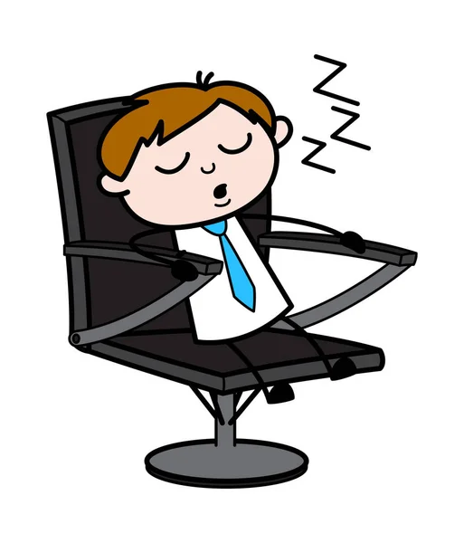 Müder Mitarbeiter schläft im Büro - Bürokauffrau Angestelltenauto — Stockvektor