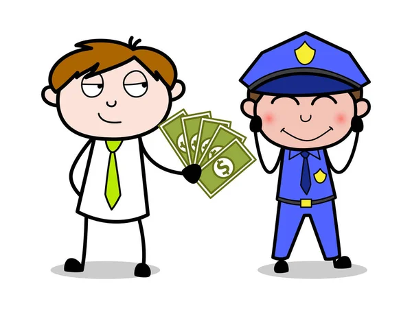 Uma oferta criminosa suborno a um policial - vendedor do escritório — Vetor de Stock