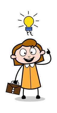 Got Idea - Retro Ofis Kız Çalışan Karikatür Vektör Illustratio