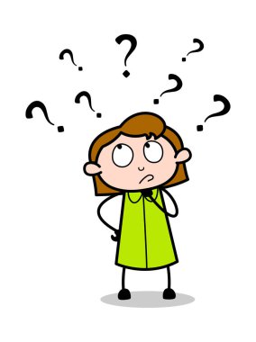 Karışıklık - Retro Ofis Kız Çalışan Karikatür Vektör Illustrati