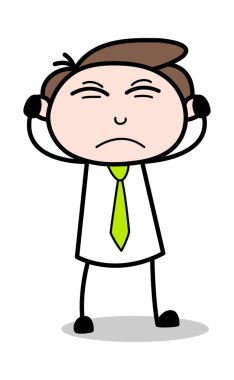 Tahriş Kişi - Retro Siyah Ofis Kız Karikatür Vektör Illust