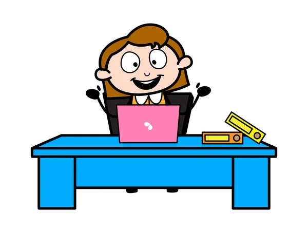 Női Manager bemutatása-retro Office Girl munkavállaló Cartoon V — Stock Vector