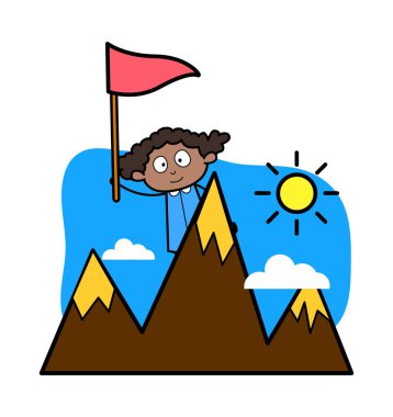 Hill Top Ulaştı - Retro Siyah Ofis Kız Karikatür Vec