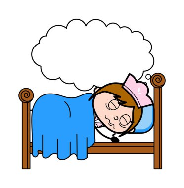 Uyku ve Dreaming - Retro Karikatür Garson Kadın Şef Vecto