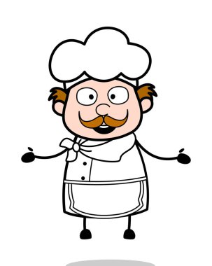 Kıdemli Şef Şok İfade - Retro Karikatür Garson Kadın C