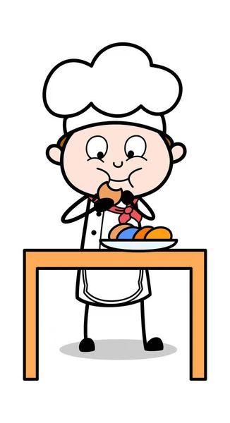 Desayuno - Cartoon Waiter Hombre Chef Vector Ilustración — Archivo Imágenes Vectoriales