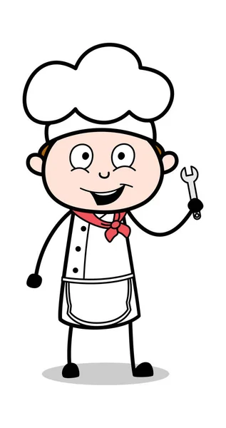 Megjelenítve eszköz-Cartoon pincér férfi Chef Vector illusztráció — Stock Vector