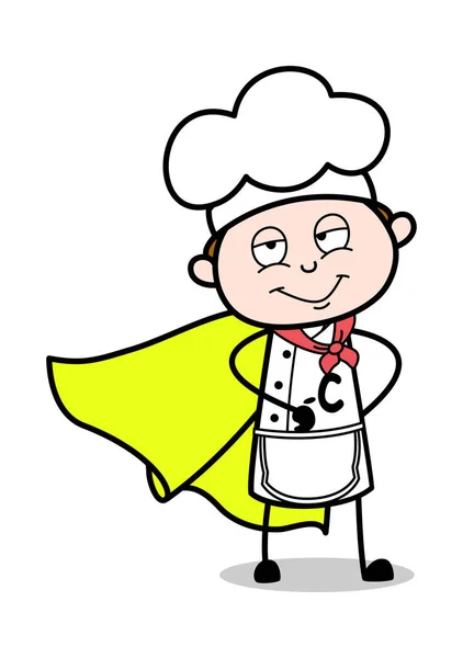Шеф-повар в костюме супергероя - Мультфильм Официант Мужской шеф-повар Вектор I — стоковый вектор