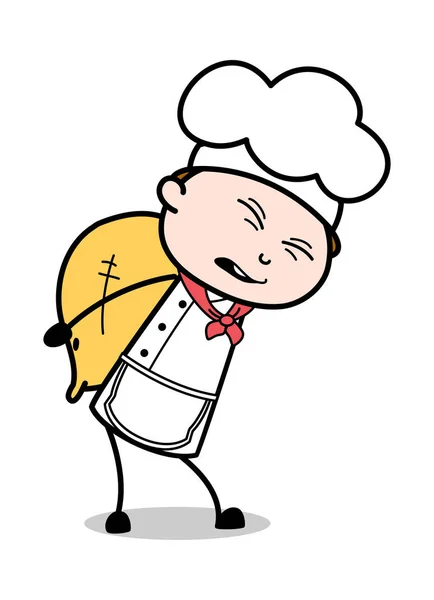 Niosąc ciężki ciężar-Cartoon kelner mężczyzna szef kuchni Vector Illust — Wektor stockowy