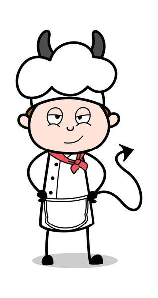 Evil Chef - Cartoon Waiter Male Chef Vector Illustration — Stock Vector