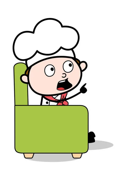 Sentado na cadeira e conversando - Cartoon Garçom Masculino Chef Vector I — Vetor de Stock