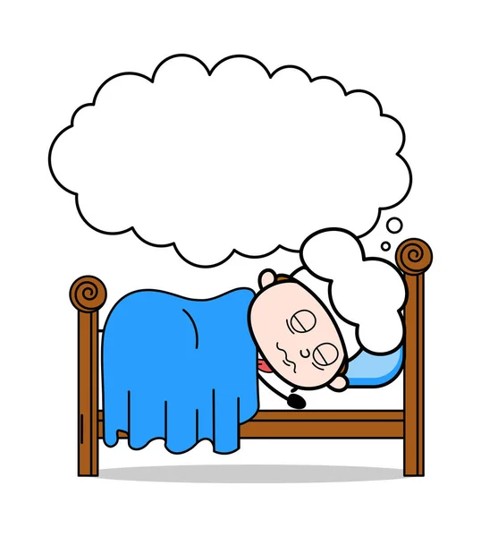 Dreaming While Sleeping - Cartoon Waiter Male Chef Vector Illust — Stock Vector