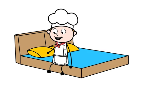 Prêt à dormir - Serveur de bande dessinée Homme Chef Illustration vectorielle — Image vectorielle