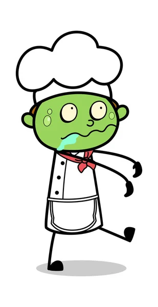 Wandelen als zombie-cartoon ober mannelijke chef vector illustrati — Stockvector