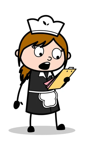 Инструкция по чтению - Retro Cartoon Waitress Female Chef Vector — стоковый вектор