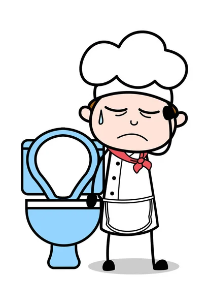 Problema de constipação - Cartoon Garçom Masculino Chef Vector Ilustrat — Vetor de Stock