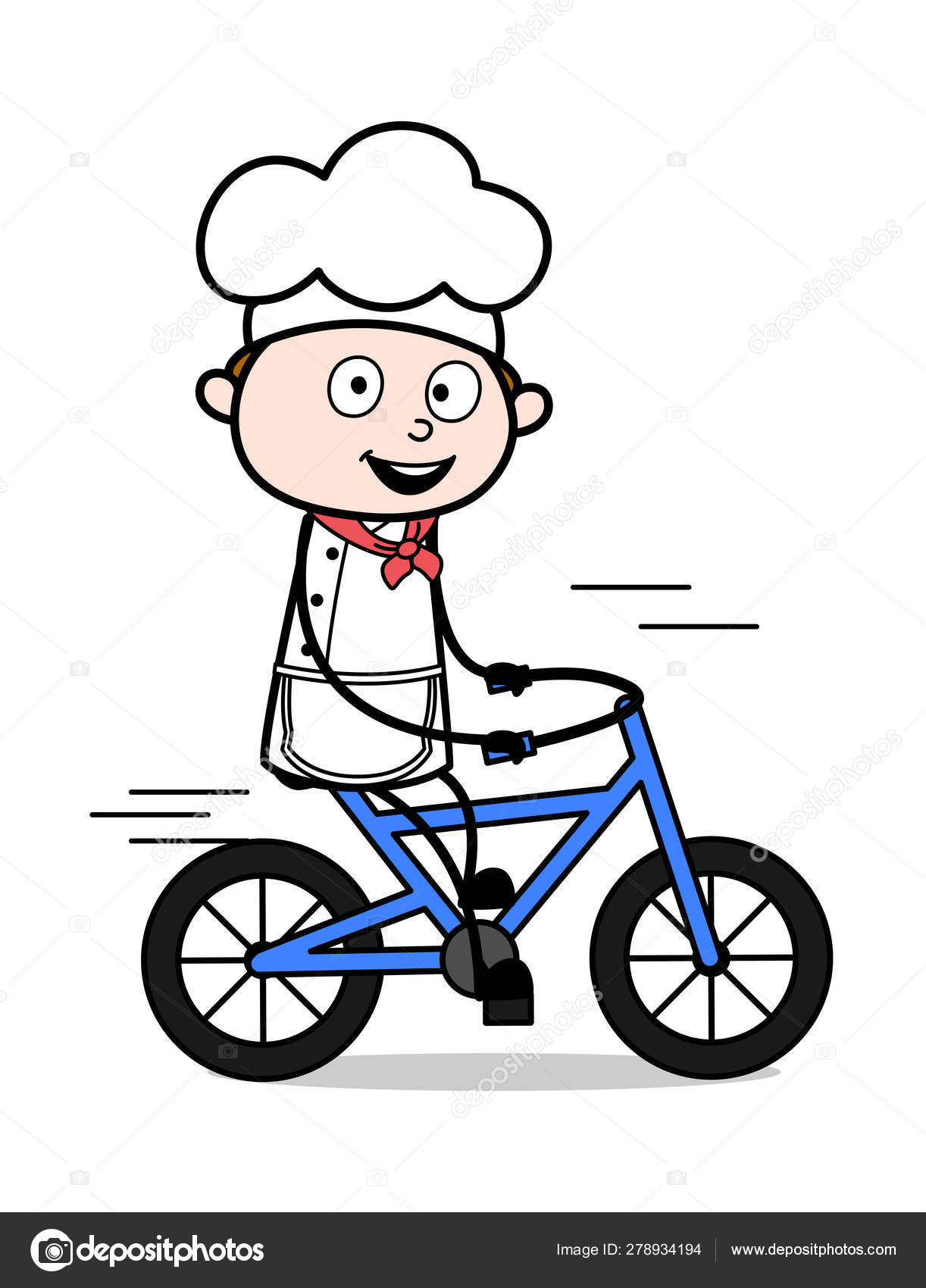 Cycling Cartoon Waiter Male Chef Vector Illustration Vector Image By C Lineartist Vector Stock 278934194