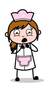 Korkmuş İfade - Retro Karikatür Garson Kadın Şef Vektör Il