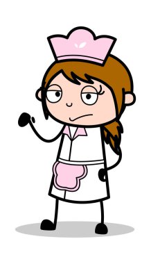 Konuşurken El Hareketi - Retro Karikatür Garson Kadın Şef 