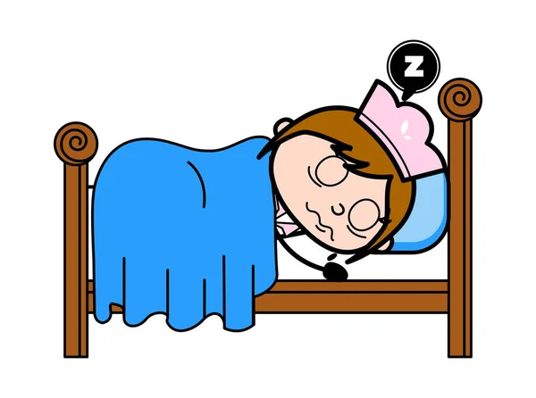 Dormir y soñar - Camarera de dibujos animados retro Chef femenino Vecto — Vector de stock