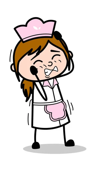 Irritado - Camarera de dibujos animados retro Chef femenino Vector Illustrati — Archivo Imágenes Vectoriales