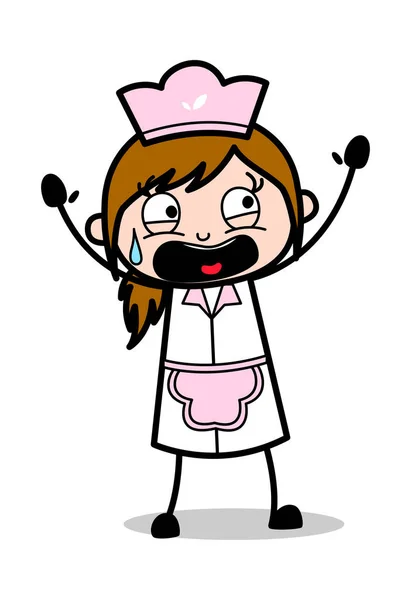 Screaming Loudly - Retro Cartoon Waitress Female Chef Vector Ill — Stock Vector