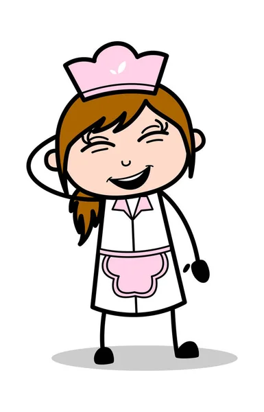 Riendo en Broma - Retro Cartoon Camarera Chef Femenino Vector Enfermo — Archivo Imágenes Vectoriales