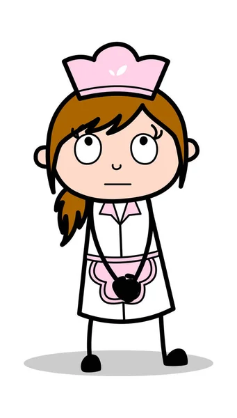 Pensando y haciendo un plan - Retro Cartoon Camarera Chef Femenino — Vector de stock