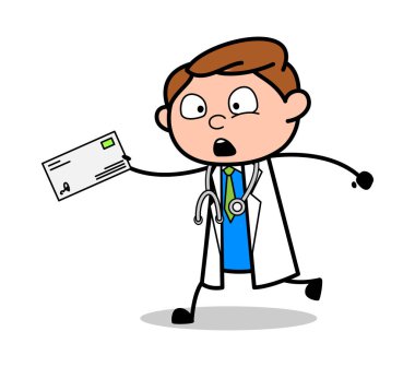 Letter ile Koşu - Profesyonel Karikatür Doktor Vektör Illustr