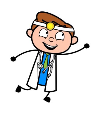 Uçan Pose - Profesyonel Karikatür Doktor Vektör İllüstrasyon