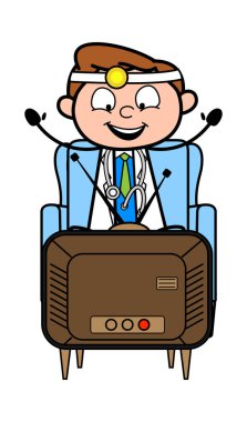 Tv izlemek ve Zevk - Profesyonel Karikatür Doktor Vector Il