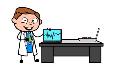 Doktor Gösteren Elektrokardiyogram - Profesyonel Karikatür Doktor V