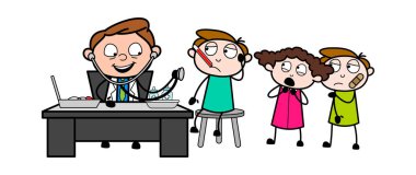 Hastayı Birer Birer Kontrol Etme - Profesyonel Karikatür Doktor Vektörü